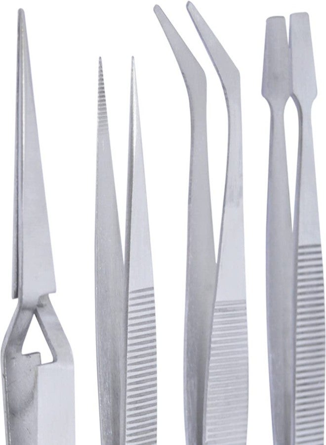 Luxuro Tweezers All Purpose (Set Of 4 Pcs) Stainless Steel Packed In A Pouch - Image 4