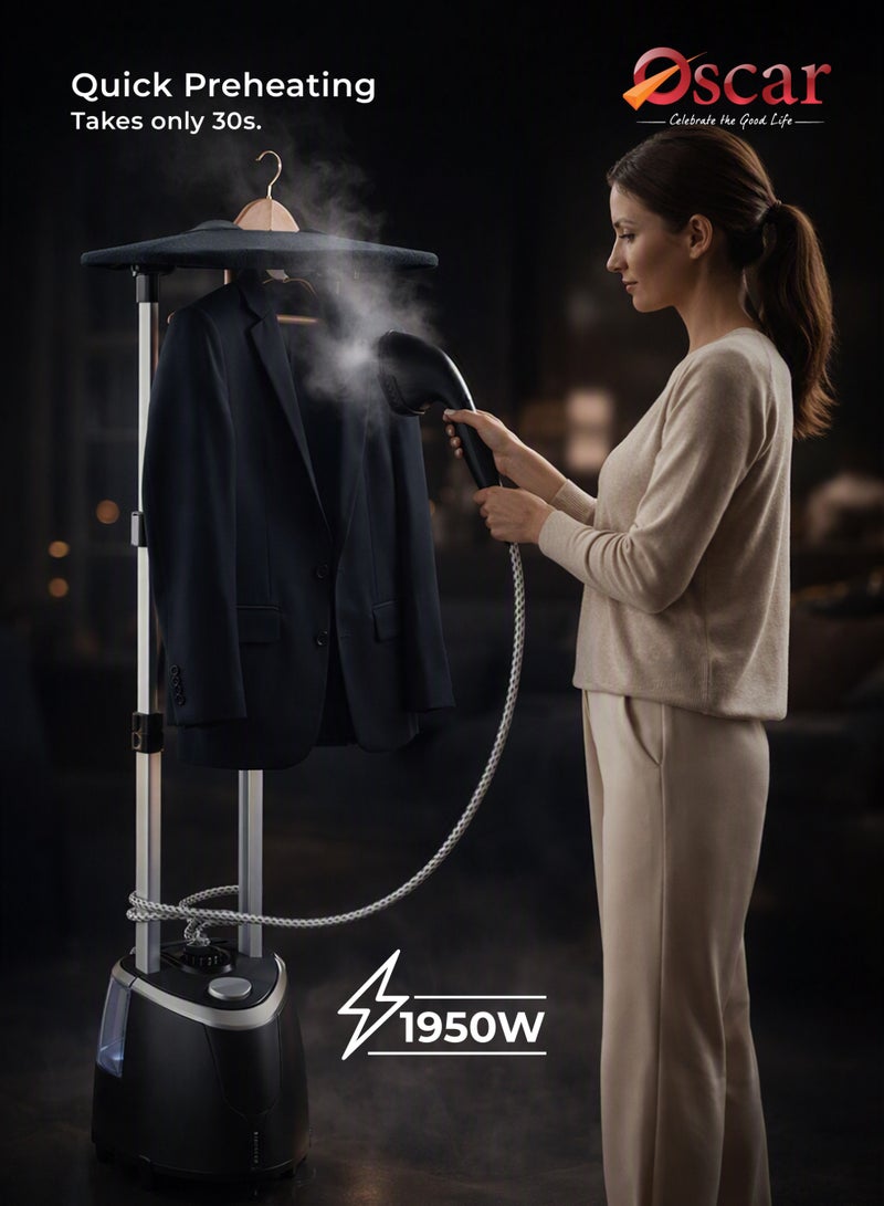 Oscar 1950W Garment Steamer, 2.8L Water Tank Capacity, Standing Clothes Steamer with Iron Board & Hanger, Wrinkle Remover - OGS305 | 2 Year Warranty - Image 5