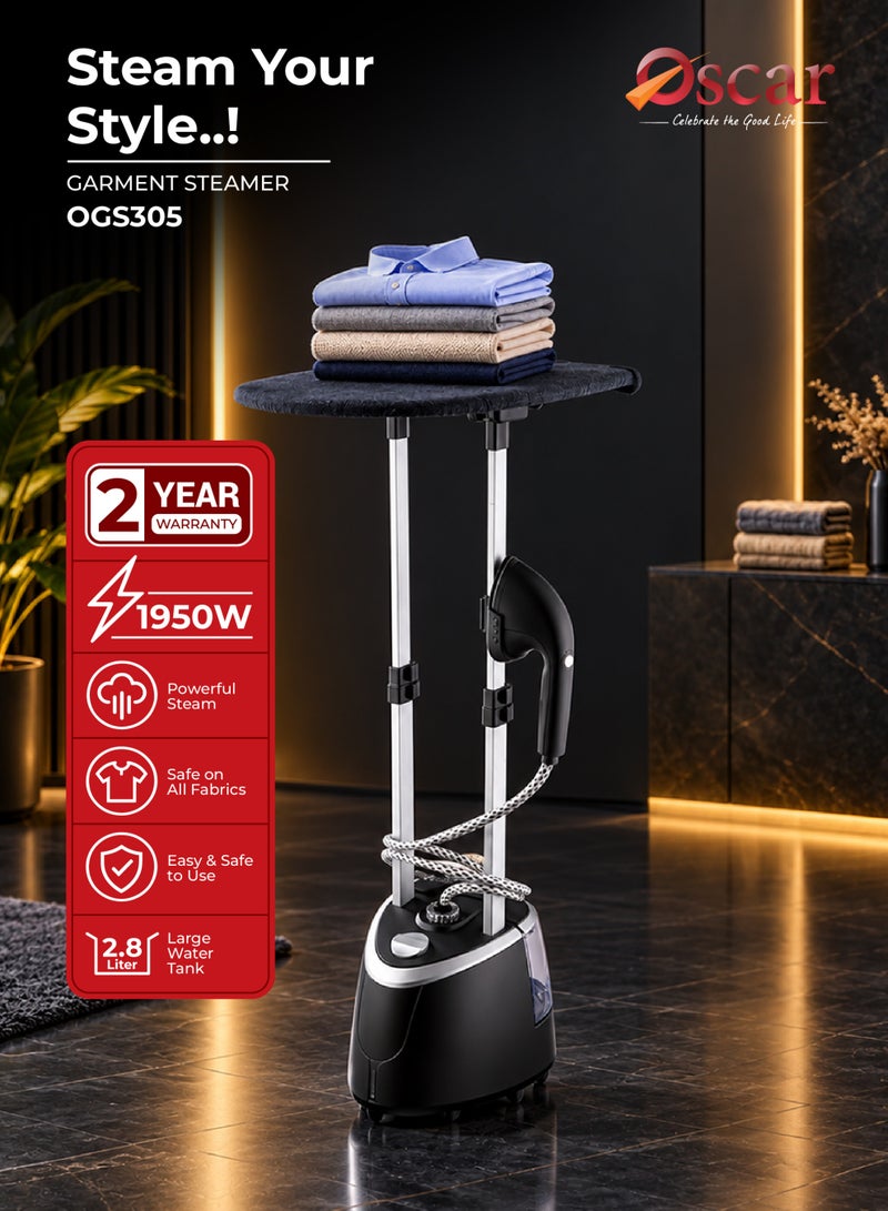 Oscar 1950W Garment Steamer, 2.8L Water Tank Capacity, Standing Clothes Steamer with Iron Board & Hanger, Wrinkle Remover - OGS305 | 2 Year Warranty - Image 2