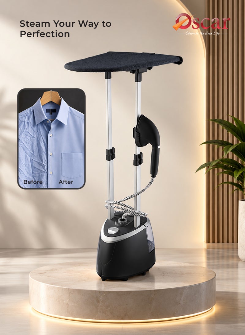 Oscar 1950W Garment Steamer, 2.8L Water Tank Capacity, Standing Clothes Steamer with Iron Board & Hanger, Wrinkle Remover - OGS305 | 2 Year Warranty - Image 3
