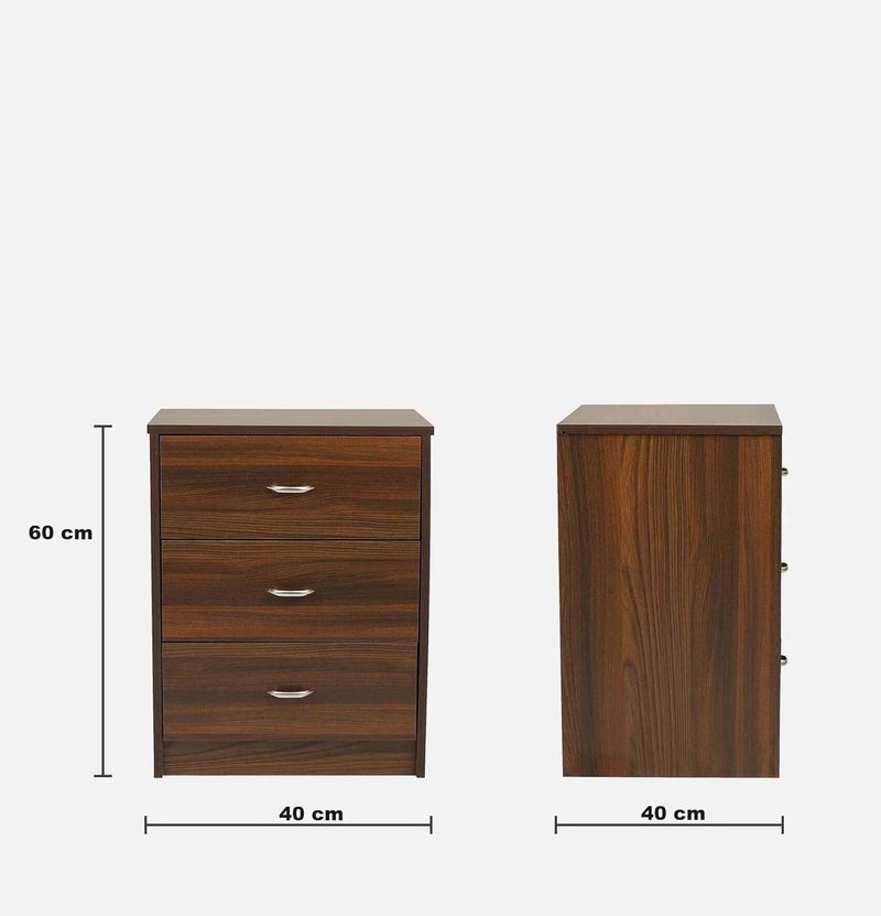 UNITEK FURNITURE UNITEK FURNITURE 3 Drawer Storage Side Table Night Stand Engineered Wood Side Table Finish Color Brown 3 D  - Image 2