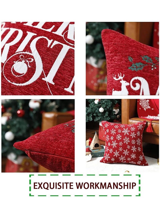 JCB CHIC Christmas Pillow Covers 45x45CM Set of 4 for Xmas Decorative Pillowcase Winter Holiday Throw Cushion Case for Sofa Couch Home Farmhouse Decor(pillowcase without core) - Image 3