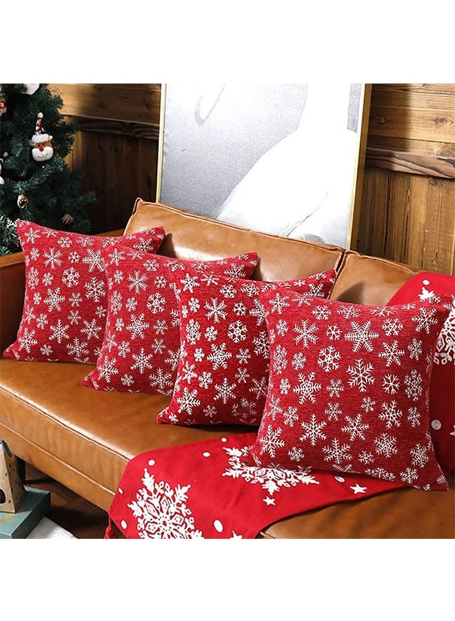 JCB CHIC Christmas Pillow Covers 45x45CM Set of 4 for Xmas Decorative Pillowcase Winter Holiday Throw Cushion Case for Sofa Couch Home Farmhouse Decor(pillowcase without core) - Image 1