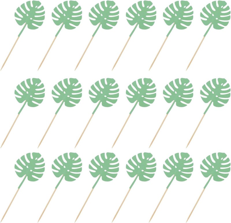 Healeved 30pcs Turtle Leaves Cake Picks Green Palm Leaf Party Cake Decorations Non-edible Tropical Toppers for Birthday and Festival Supplies - Image 1