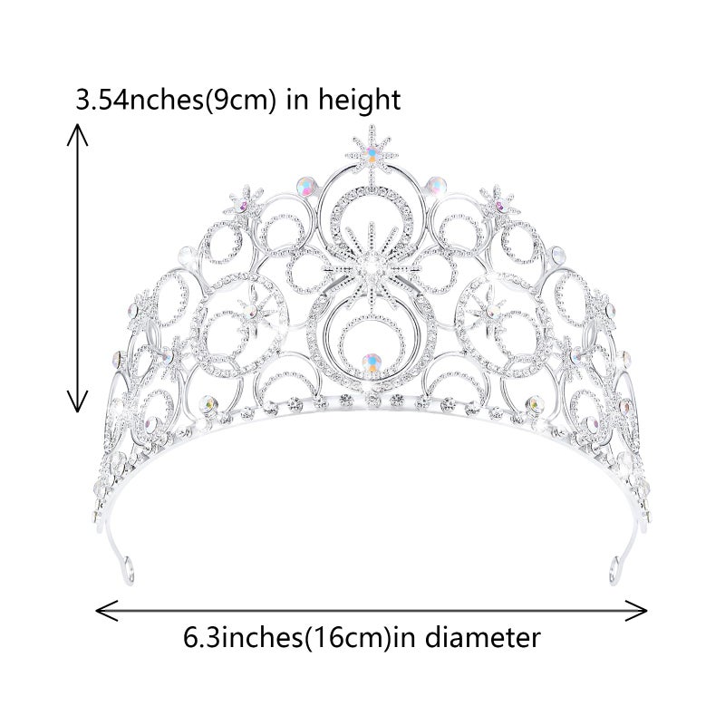JITINX Crystal Crowns for Women, Crystal Tiara Bride Royal Queen Headband Princess Headpieces for Women Bridal Wedding Prom Birthday Party Crowns (Silver) - Image 2