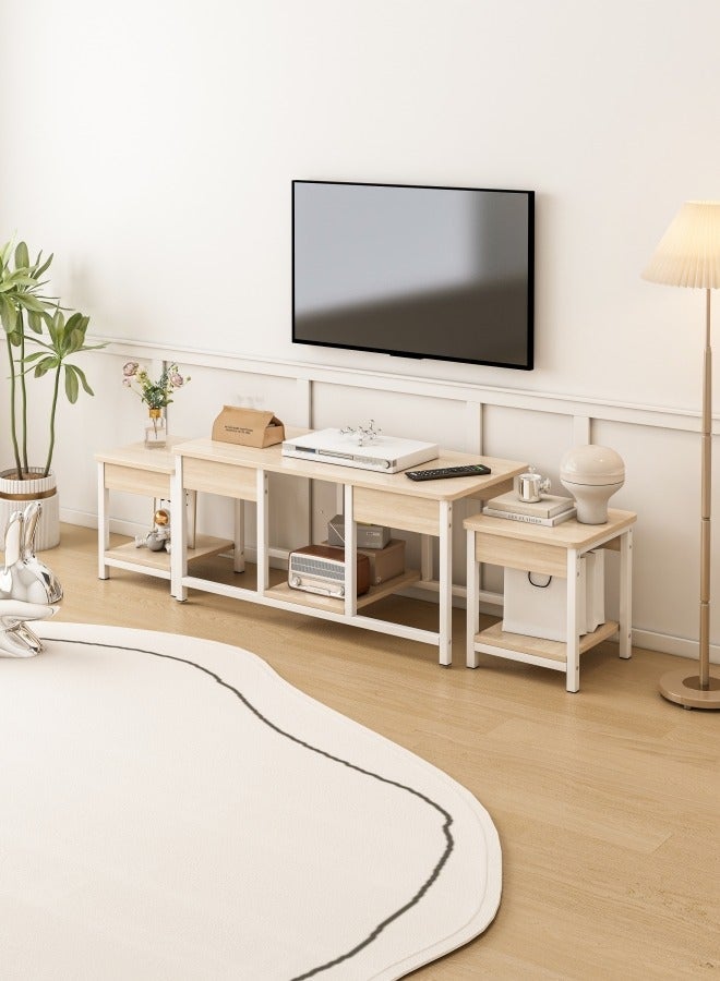 Zanotta Set of 3 Nesting Sofa Tables,TV Tables Small Coffee Table for Living Room and Office,Living Room Center Table,Combination End Table(Wood color) - Image 2