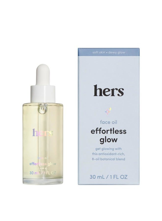 HIMS & HERS hers Effortless Glow Face Oil - Anti Aging Facial Oil for Glowing Skin - Softens, Hydrates, Smoothes Wrinkles - Contains Jojoba Oil, Tea Tree Oil, Rosehip - 1 fl Oz - Image 1