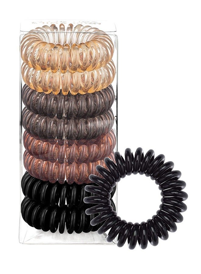 Kitsch Women'S Spiral Hair Ties - Wrinkle-Free No-Dimple Coil Hair Ties No Damage, Cell Phone Cord Coils | Made Of Flexible And Durable Plastic | Great For Everyday Use - Black Hair, 8 Count - Image 1