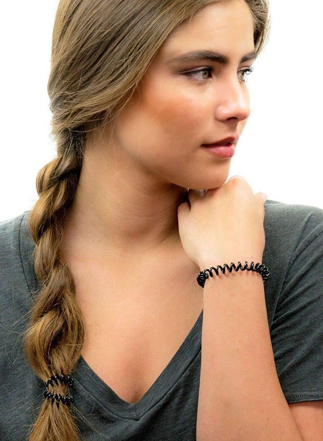 Kitsch Women'S Spiral Hair Ties - Wrinkle-Free No-Dimple Coil Hair Ties No Damage, Cell Phone Cord Coils | Made Of Flexible And Durable Plastic | Great For Everyday Use - Black Hair, 8 Count - Image 2