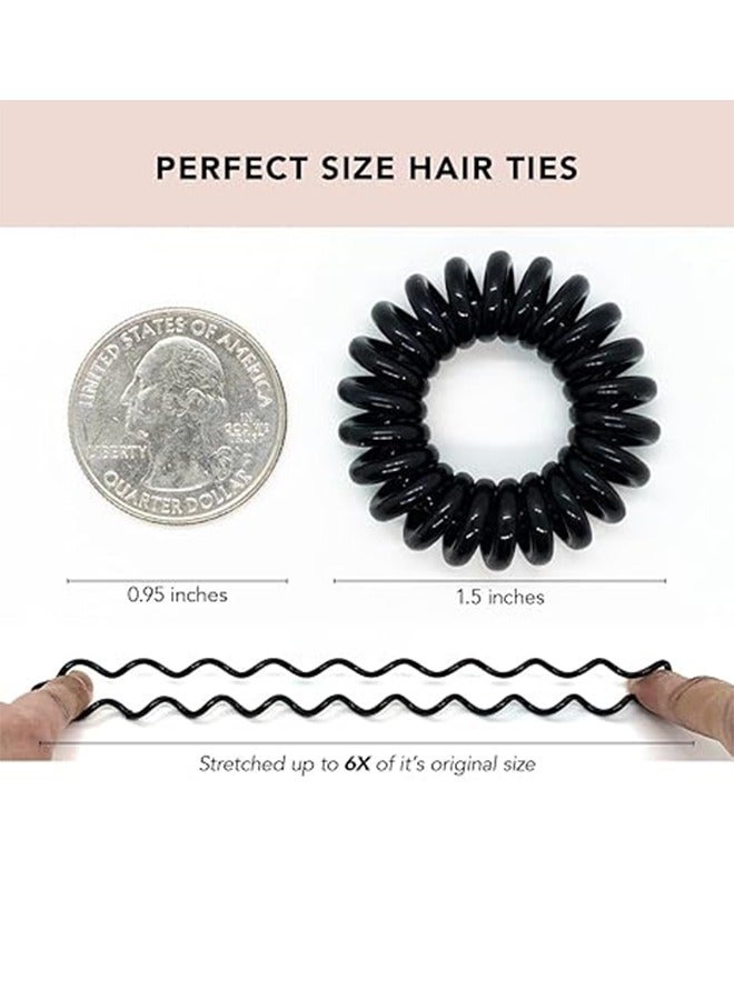 Kitsch Women'S Spiral Hair Ties - Wrinkle-Free No-Dimple Coil Hair Ties No Damage, Cell Phone Cord Coils | Made Of Flexible And Durable Plastic | Great For Everyday Use - Black Hair, 8 Count - Image 3