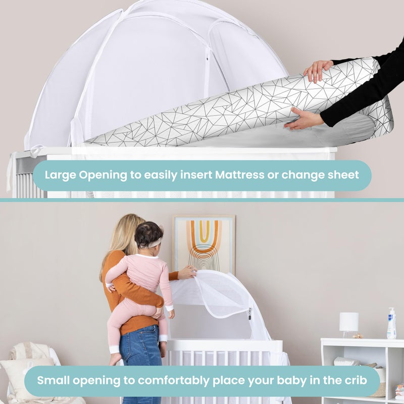 Pro Baby Safety Pop Up Crib Tent, Fine Mesh Crib Netting Cover to Keep Baby from Climbing Out, Prevent Falls and Mosquito Bites, Safety Net Canopy - Sturdy & Stylish Infant Crib Topper - Image 5