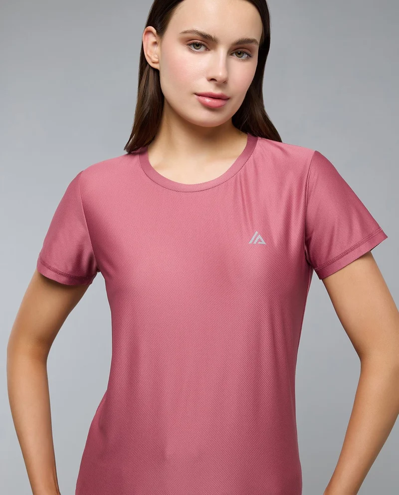 R&b  Solid Active T-Shirt with Crew Neck and Short Sleeves for Women | Best Price UAE