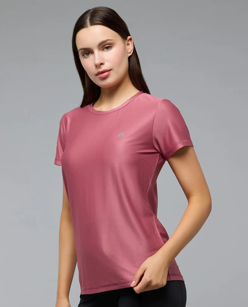 R&b  Solid Active T-Shirt with Crew Neck and Short Sleeves for Women | Best Price UAE