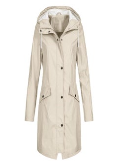 Women Solid Stripe Rain Jacket Outdoor Plus Medium And Long Waterproof Hooded Raincoat Windproof