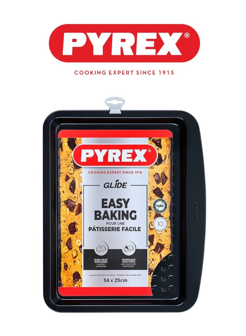 Pyrex Glide Non-Stick Baking Tray 34cm – PFAS-Free, Easy-Release Tray for Everyday Oven Cooking Black - Image 1