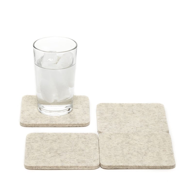 Graf Lantz Bierfilzl Square Felt Coasters - Multi-Color Set of 4-100% Merino Wool - Water-Wicking  Stain-Resistant  Absorbent (Heather White) - Image 2