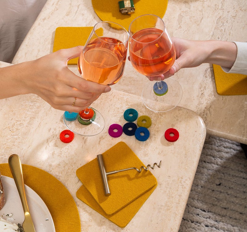 Graf Lantz Bierfilzl Square Felt Coasters - Multi-Color Set of 4-100% Merino Wool - Water-Wicking  Stain-Resistant  Absorbent (Heather White) - Image 4