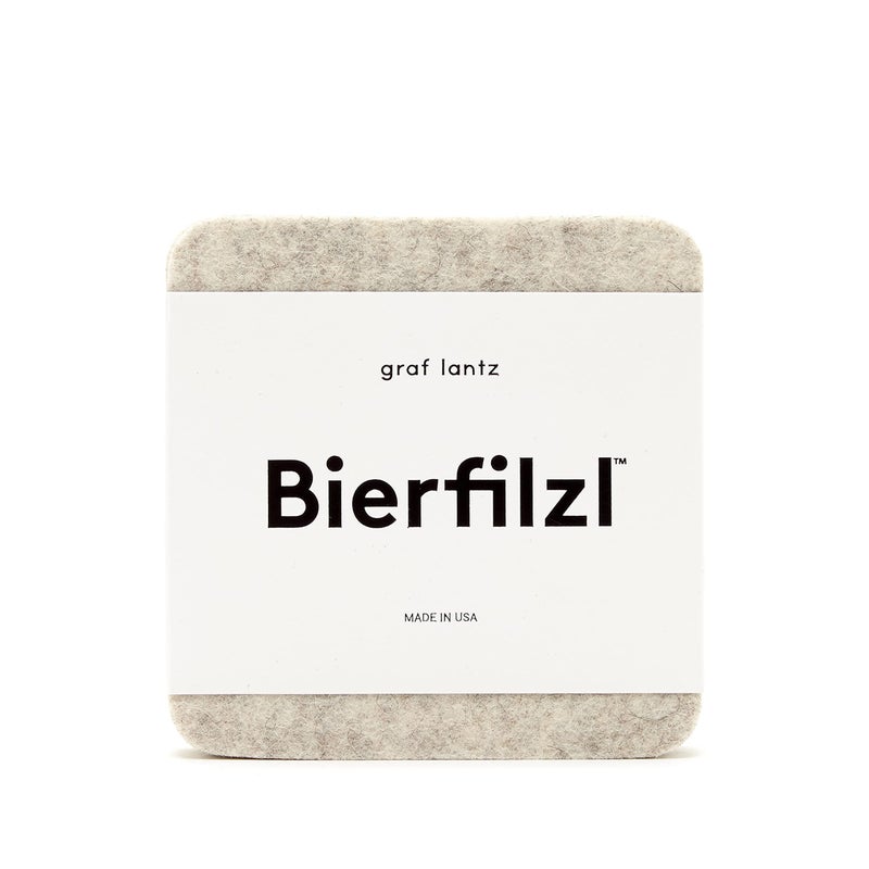 Graf Lantz Bierfilzl Square Felt Coasters - Multi-Color Set of 4-100% Merino Wool - Water-Wicking  Stain-Resistant  Absorbent (Heather White) - Image 3