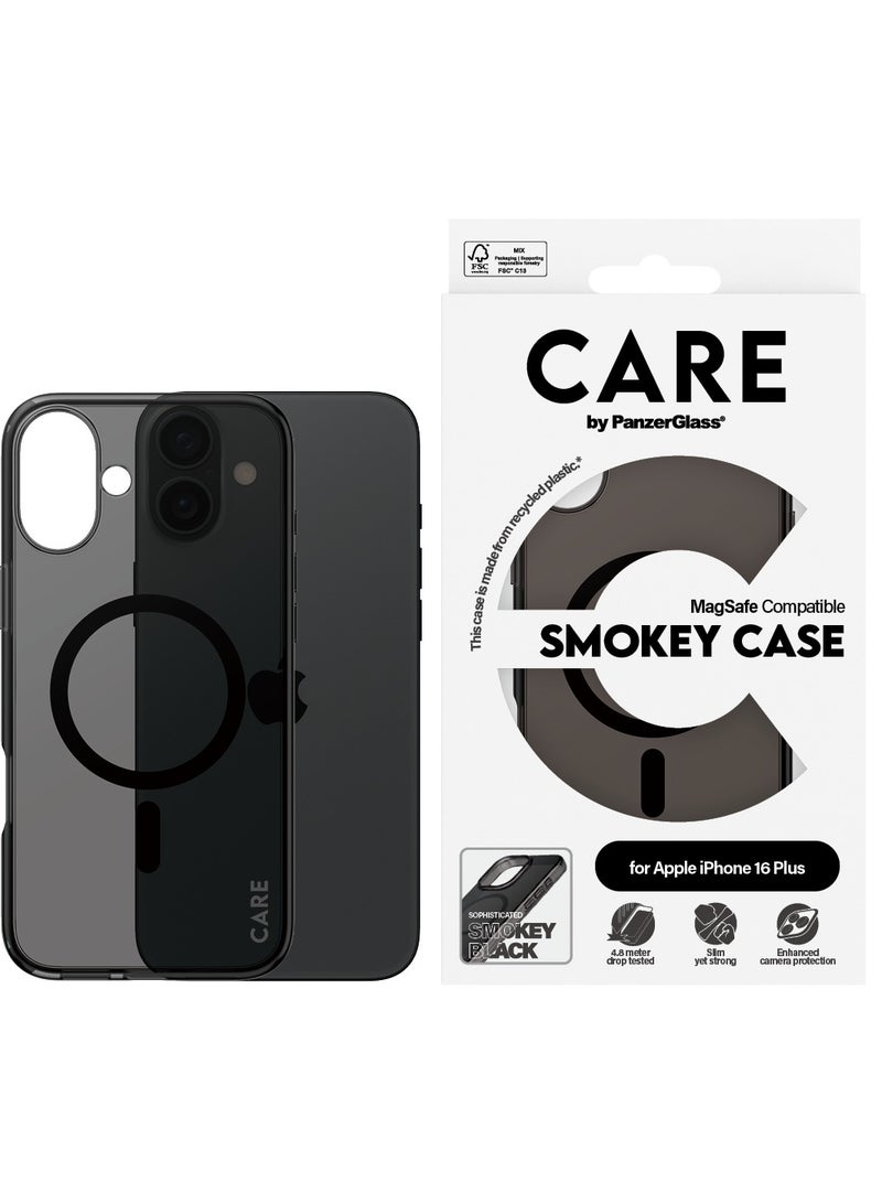 PanzerGlass حافظة هاتف CARE من PanzerGlass® Smokey MagSafe لهاتف Apple iPhone 16 Plus، مختبرة للسقوط من ارتفاع 4.8م، مصنوعة من البلاستيك المعاد تدويره، ضمان ضد الاصفرار، حماية معززة للكاميرا - Image 1