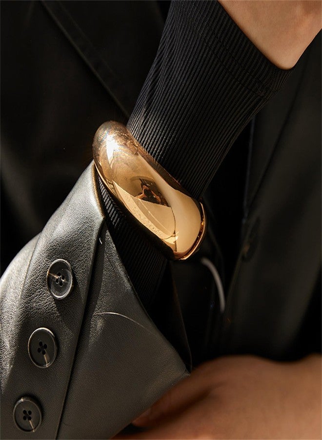 YBMYCM Chunky Gold Cuff Bracelet for Women Trendy Wide 18K Gold Bangle Bracelet Wrist Cuff Wrap Bracelet Minimalist Costume Jewelry - Image 3