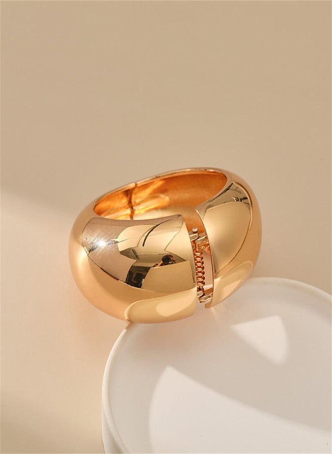 YBMYCM Chunky Gold Cuff Bracelet for Women Trendy Wide 18K Gold Bangle Bracelet Wrist Cuff Wrap Bracelet Minimalist Costume Jewelry - Image 5