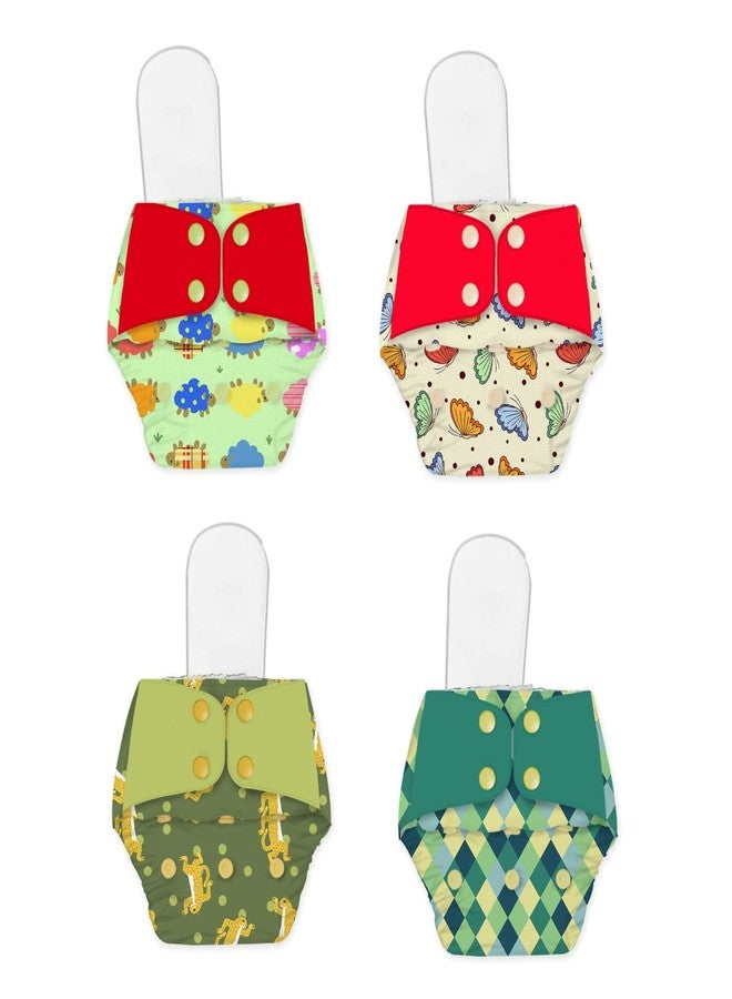 SNUGKINS Regular Diaper by Snugkins - Freesize Reusable, Waterproof & Washable Cloth Diapers for day time use. Contains 4 Pocket Diaper & 4 Wet-Free Microfiber Terry Soaker (Fits babies 5-17kgs) - Image 1