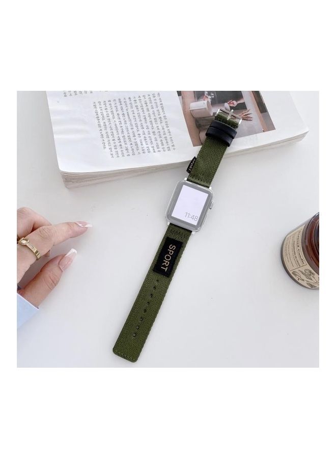 NIBEMINENT Replacement Watchband For Apple Watch Series 7 41mm/6 & SE 5 4 40mm/3 2 1 38mm Army Green - Image 1