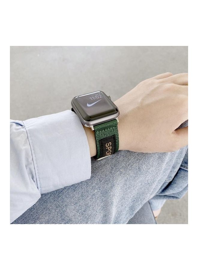 NIBEMINENT Replacement Watchband For Apple Watch Series 7 41mm/6 & SE 5 4 40mm/3 2 1 38mm Army Green - Image 3