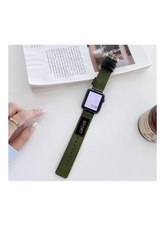 NIBEMINENT Replacement Watchband For Apple Watch Series 7 41mm/6 & SE 5 4 40mm/3 2 1 38mm Army Green - Image 2