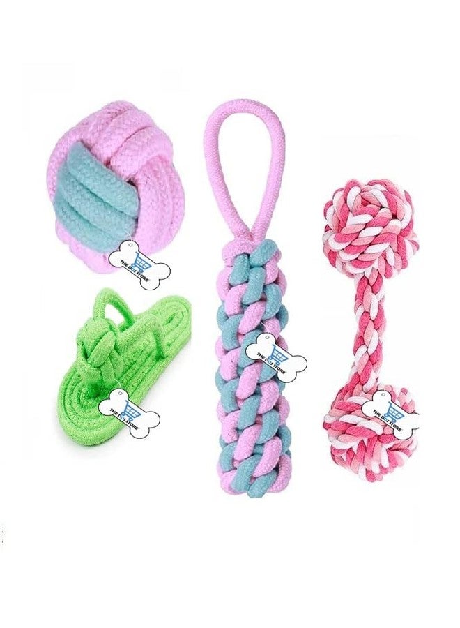 THE DDS STORE Dog Chew Toys for Aggressive Chewers, 4 Pack Interactive Dog Rope Toys, Washable Cotton Tough Dog Toys, Teething Toys for Puppies Dogs-Color May Vary