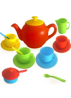 RAINBOW TOYFROG Pretend Play Kids Tea Party Set - 17 Pcs Tea Cup Set For Kids Dish Washer Safe Plastic Tea Set For Toddlers, Juego De Te Para Niñas, Girls Tea Set, Toy Dishes  - Image 1