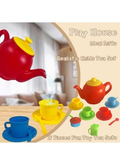 RAINBOW TOYFROG Pretend Play Kids Tea Party Set - 17 Pcs Tea Cup Set For Kids Dish Washer Safe Plastic Tea Set For Toddlers, Juego De Te Para Niñas, Girls Tea Set, Toy Dishes  - Image 4