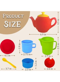 RAINBOW TOYFROG Pretend Play Kids Tea Party Set - 17 Pcs Tea Cup Set For Kids Dish Washer Safe Plastic Tea Set For Toddlers, Juego De Te Para Niñas, Girls Tea Set, Toy Dishes  - Image 5