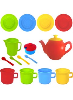 RAINBOW TOYFROG Pretend Play Kids Tea Party Set - 17 Pcs Tea Cup Set For Kids Dish Washer Safe Plastic Tea Set For Toddlers, Juego De Te Para Niñas, Girls Tea Set, Toy Dishes  - Image 2