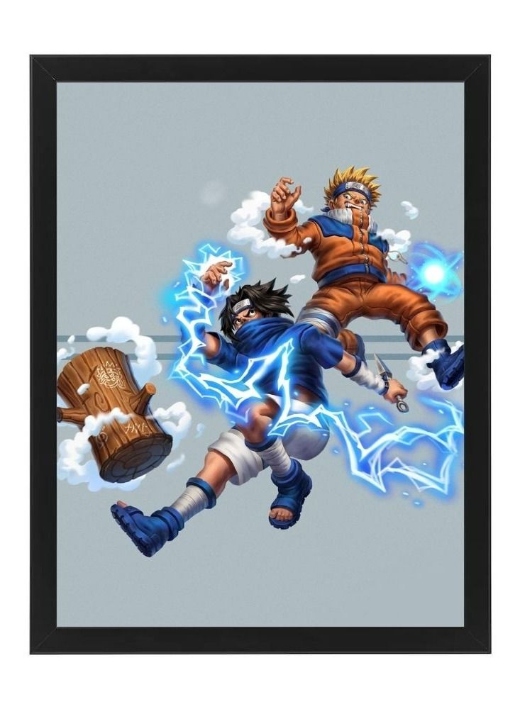 RKN Digital Wall Art Poster Frame Naruto Uzumaki and Sasuke Uchiha 30X40 cm - Image 2