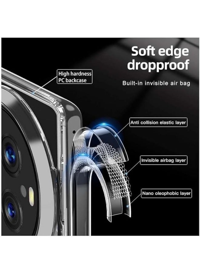 عام حافظة متوافقة مع Honor Magic6 Pro 5G، غلاف شفاف فائق الرقة عالي الدقة، إطار TPU ناعم + ظهر PC صلب مع حماية شاشة زجاجية واقية (2 حزمة). - Image 3