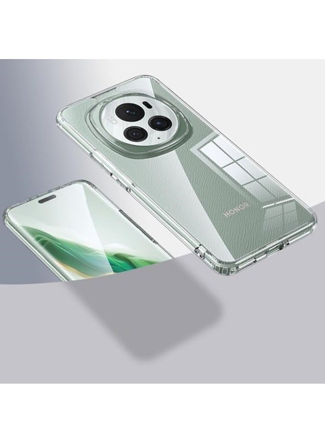 عام حافظة متوافقة مع Honor Magic6 Pro 5G، غلاف شفاف فائق الرقة عالي الدقة، إطار TPU ناعم + ظهر PC صلب مع حماية شاشة زجاجية واقية (2 حزمة). - Image 2