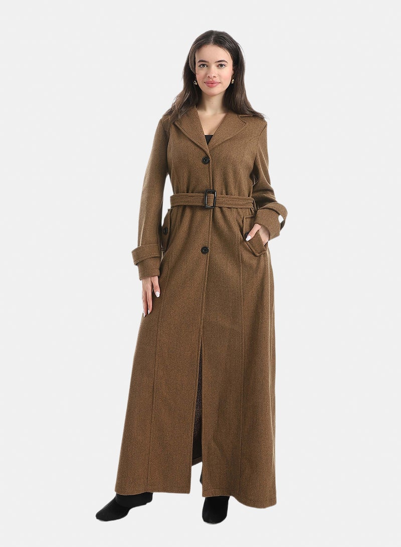 Red Circle Elegant Modest Long Coat - Image 1