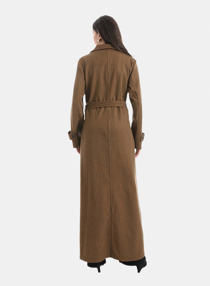 Red Circle Elegant Modest Long Coat - Image 3