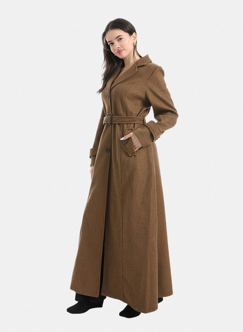 Red Circle Elegant Modest Long Coat - Image 2