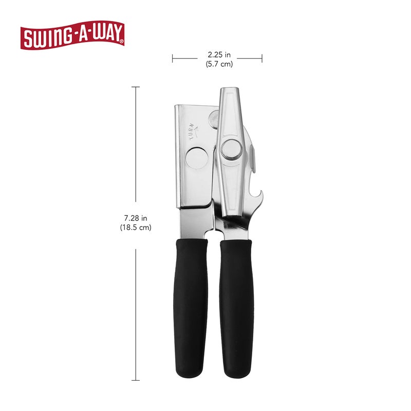 Swing-A-Way Portable Can Opener, Features an Ergonimic Handle for Optimal Comfort, and Built-in Bottle Opener for a 2-in-1 Tool, Durable Cutting Wheel, Black - Image 2