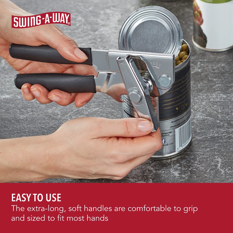 Swing-A-Way Portable Can Opener, Features an Ergonimic Handle for Optimal Comfort, and Built-in Bottle Opener for a 2-in-1 Tool, Durable Cutting Wheel, Black - Image 5