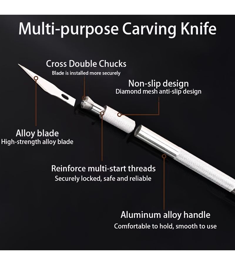 54 Art Carving Knife Set with 50 Blades 3 Handles Ruler Paper Cutter - Image 5