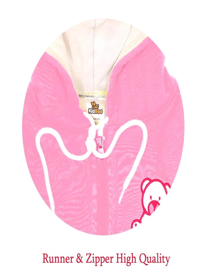 Kidbee Baby Winter Jackets/Sweatshirt/Sweater/Hoodies for Boys & Girls with Hood and Zipper (IN, Age, 12 Months, 24 Months, Regular, Pink) - Image 4