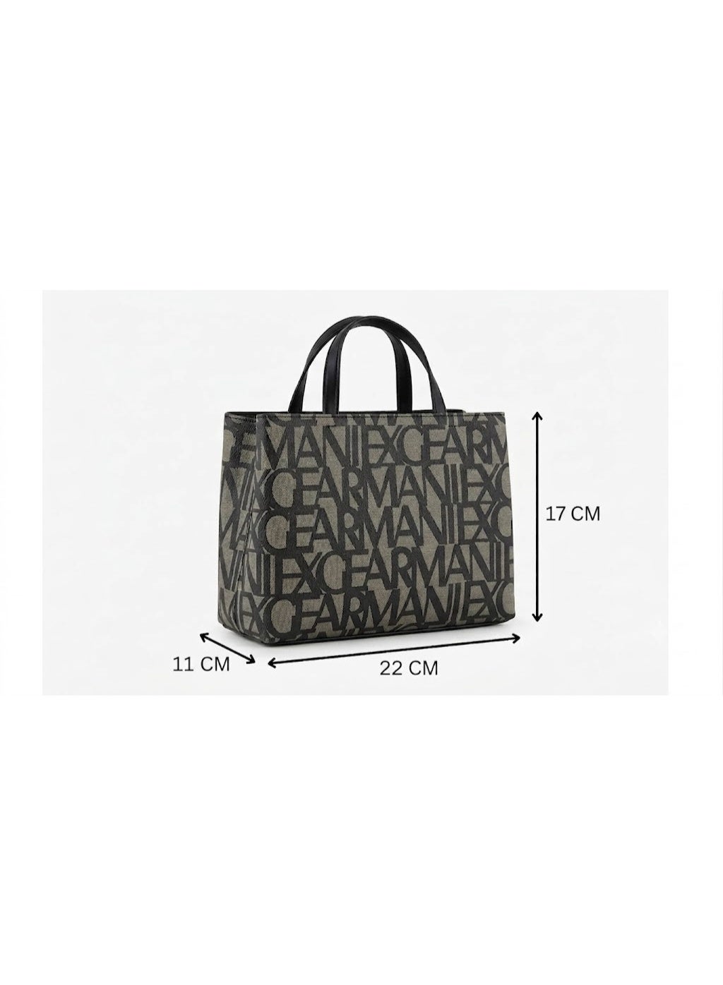 Armani Exchange Women's Small Logo All Over Debossed Open Shopping Bag Satchel,