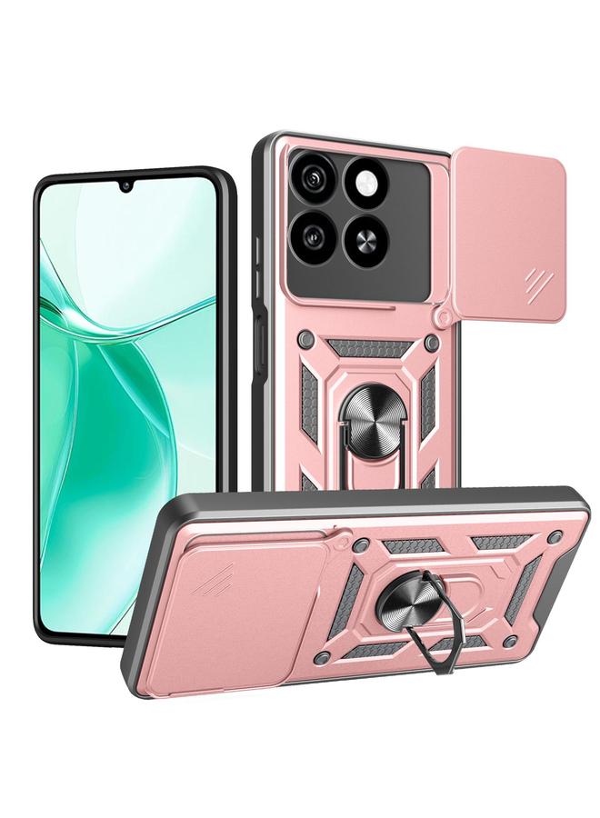 Zaboon For ZTE Blade A35 4G / A55 4G Sliding Camera Cover Design TPU+PC Phone Case(Rose Gold)