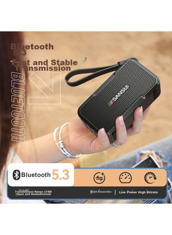 Sansui مكبر صوت بلوتوث م37، مكبر صوت محمول متعدد الوسائط في الهواء الطلق، مكبر صوت صغير ميني، مضخم صوت، راديو قابل لإدخال بطاقة، مشغل موسيقى، أخضر - Image 3