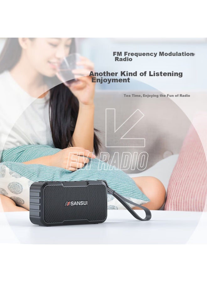 Sansui مكبر صوت بلوتوث م37، مكبر صوت محمول متعدد الوسائط في الهواء الطلق، مكبر صوت صغير ميني، مضخم صوت، راديو قابل لإدخال بطاقة، مشغل موسيقى، أخضر - Image 5