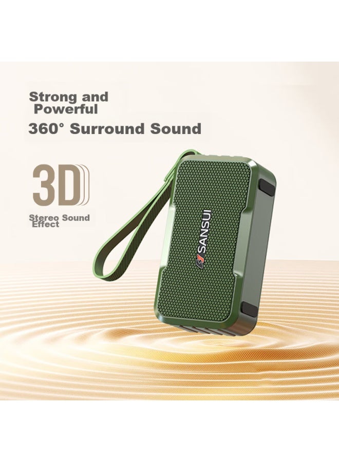 Sansui مكبر صوت بلوتوث م37، مكبر صوت محمول متعدد الوسائط في الهواء الطلق، مكبر صوت صغير ميني، مضخم صوت، راديو قابل لإدخال بطاقة، مشغل موسيقى، أخضر - Image 2
