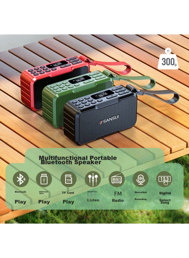 Sansui مكبر صوت بلوتوث م37، مكبر صوت محمول متعدد الوسائط في الهواء الطلق، مكبر صوت صغير ميني، مضخم صوت، راديو قابل لإدخال بطاقة، مشغل موسيقى، أخضر - Image 1